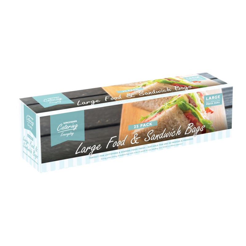 KINGFISHER PRESS & SEAL LARGE FOOD SANDWICH BAGS 25/PK. JZ2A \\\KD25012