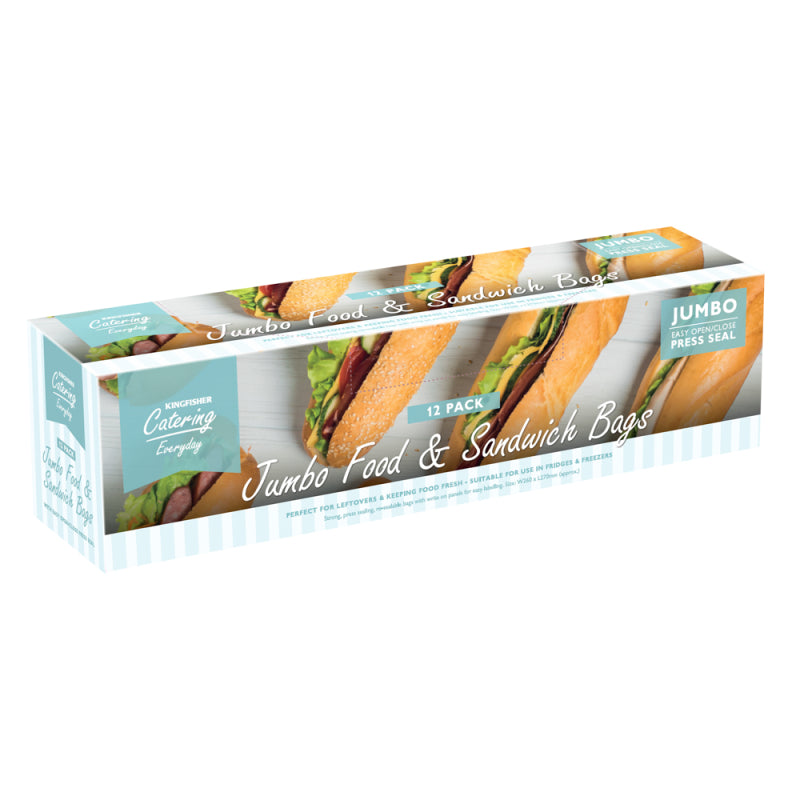 KINGFISHER PRESS & SEAL JUMBO FOOD SANDWICH BAGS 12/PK. JZ1A \\\KD25016