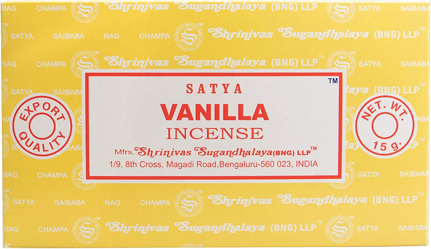 PACK OF 12 SATYA VANILLA INCENSE STICKS 15G. SATYAVANILLA \\\KD25020