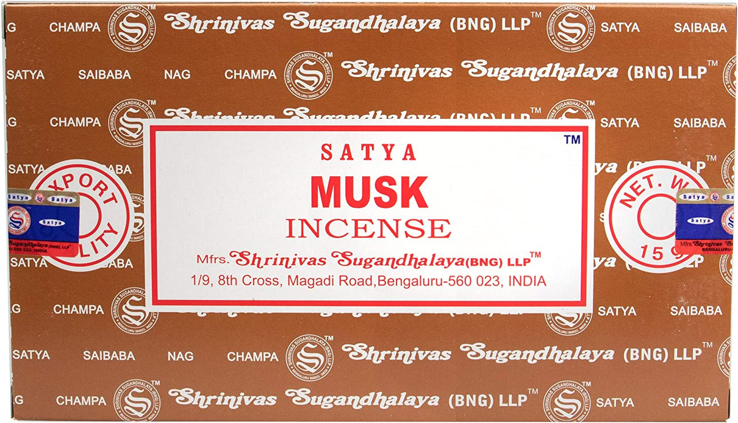 PACK OF 12 SATYA MUSK INCENSE STICKS 15G. SATYAMUSK \\\KD25022