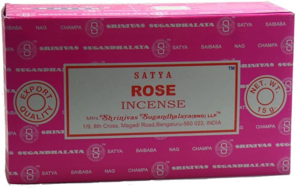 PACK OF 12 SATYA ROSE INCENSE STICKS 15G. SATYAROSE \\\KD25024