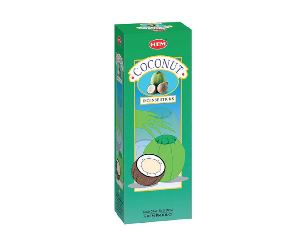 PACK OF 6 HEM COCONUT INCENSE STICKS 20/PK. HEMCOCONUT \\\KD25026