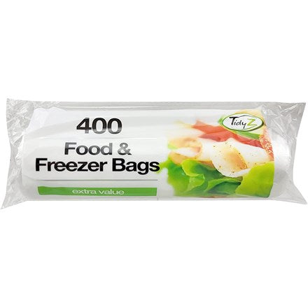 TIDYZ EXTRA VALUE FOOD & FREEZER BAG 17CM X 19CM 400/PK. B0173 \\\KD25060