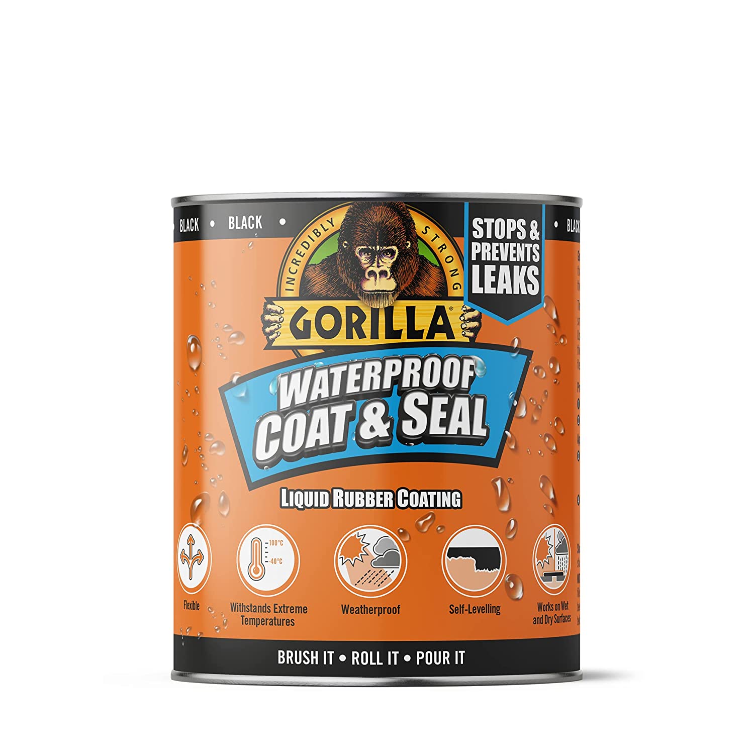 GORILLA WATERPROOF BLACK RUBBER COAT & SEAL 473ML. 3244021 \\\KD25071