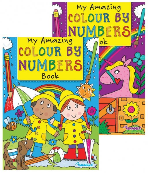 SQUIGGLE A4 ASSORTED DESIGNS COLOUR BY NUMBERS COLOURING BOOK. P2855 \\\KD25086