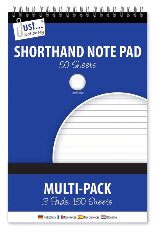 JUST STATIONERY SHORTHAND NOTEBOOK 50 SHEETS 3/PK. TA3252 \\\KD25105
