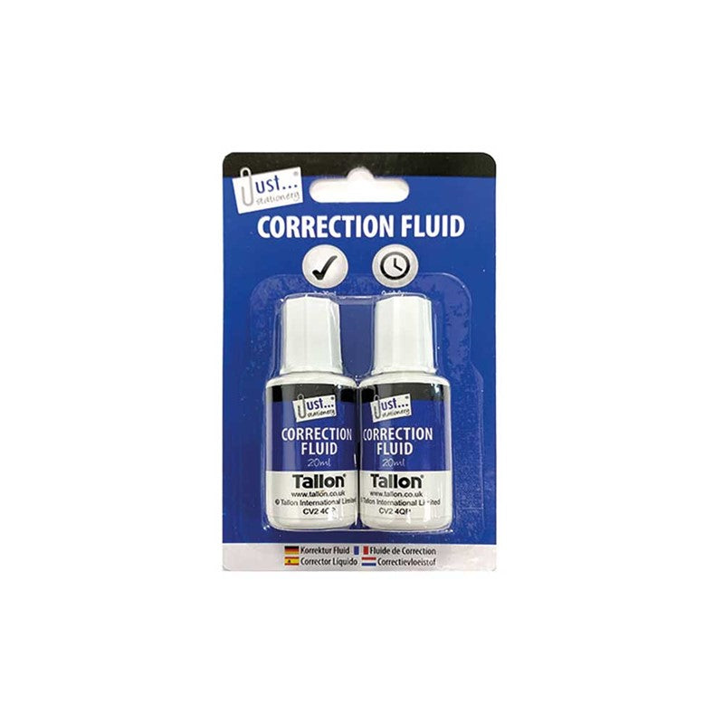 JUST STATIONERY CORRECTION FLUID 13ML 2/PK. TA6055 \\\KD25110
