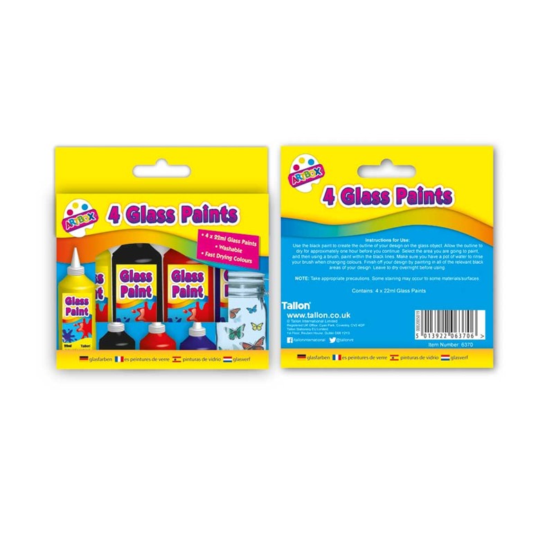 ARTBOX GLASS PAINTS 22ML 4/PK. TA6370 \\\KD25114