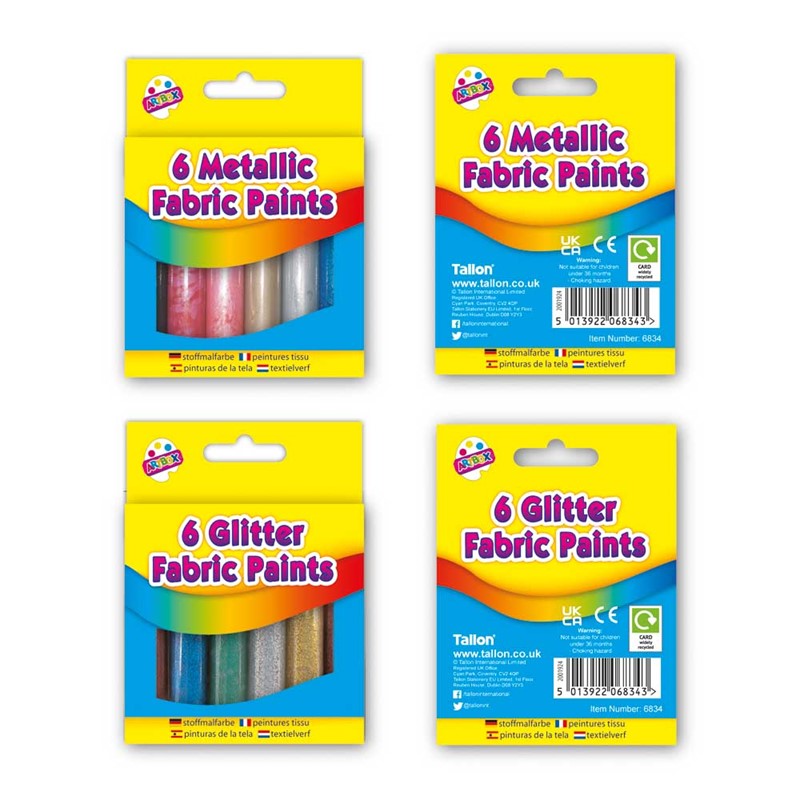 ARTBOX GLITTER / METALLIC FABRIC PAINTS 6/PK. TA6834 \\\KD25116