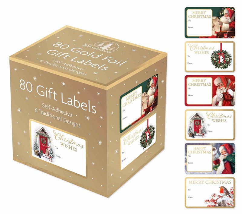 FESTIVE WONDERLAND TRADITIONAL CHRISTMAS GIFT LABLES TAGS 80/PK. TAXA0114 \\\KD25130