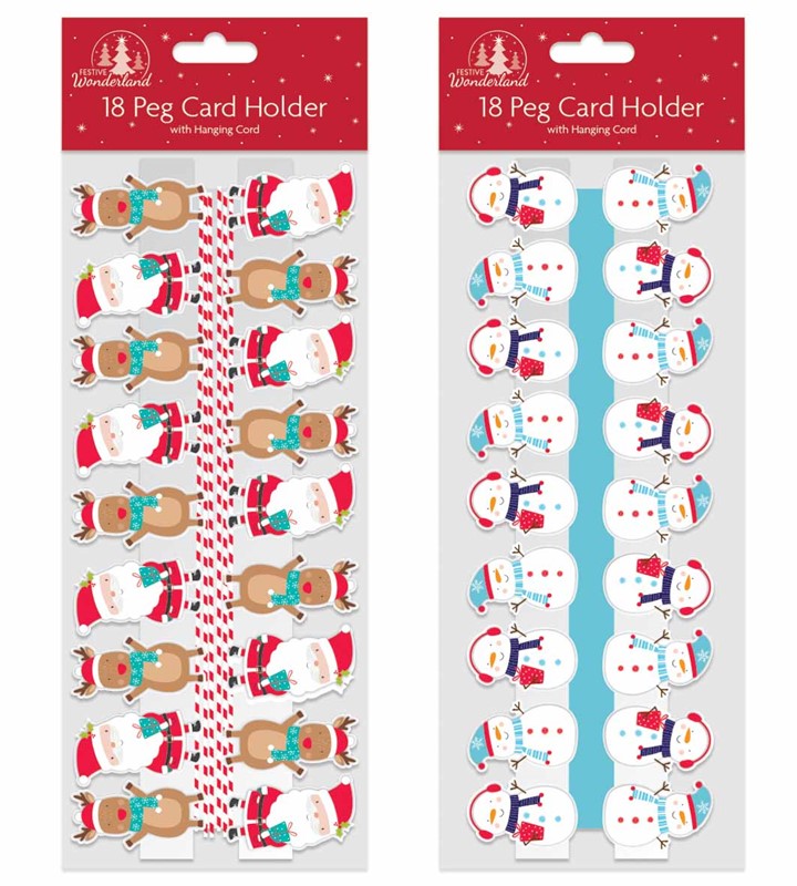 FESTIVE WONDERLAND CHRISTMAS CHARACTER CARD HOLDER PEGS 18/PK. TAXC0025 \\\KD25137