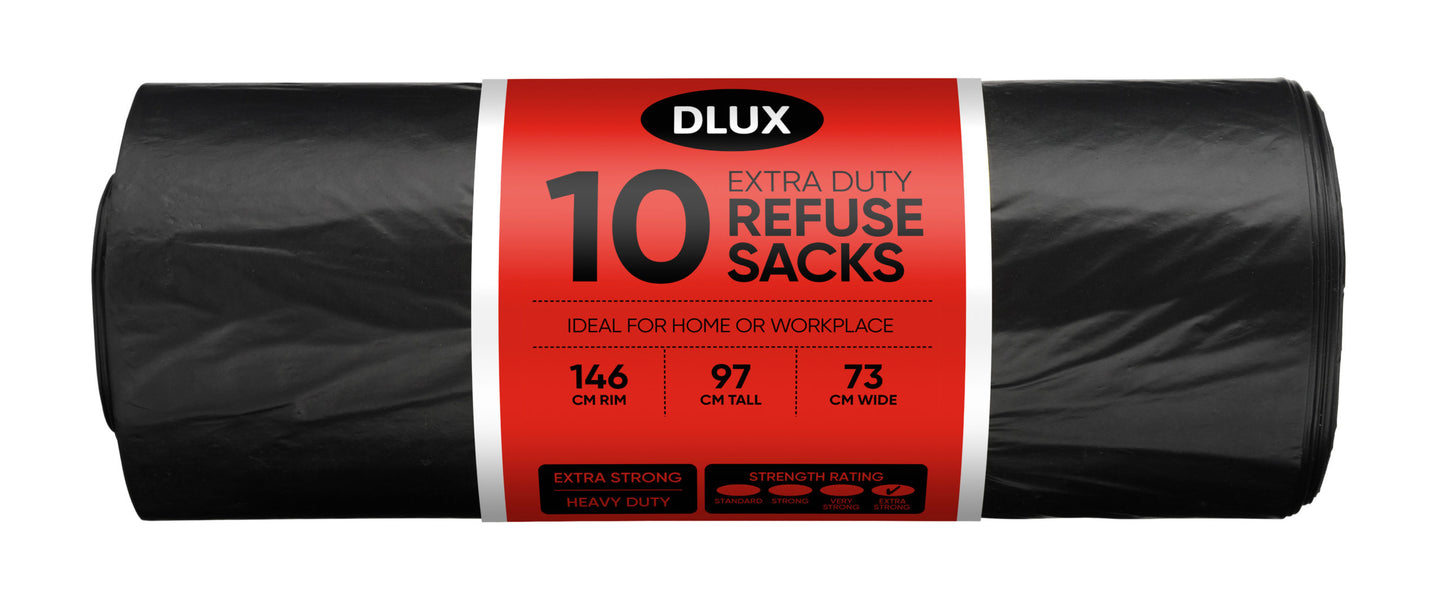 DLUX EXTRA HEAVY DUTY REFUSE SACKS / BIN BAG 10/PK. Z2324 \\\KD25152