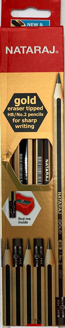 NATRAJ GOLD HB PENCILS WITH ERASER TIPPED 12/PK. 201052008 1K75-S03P \\\KD25194
