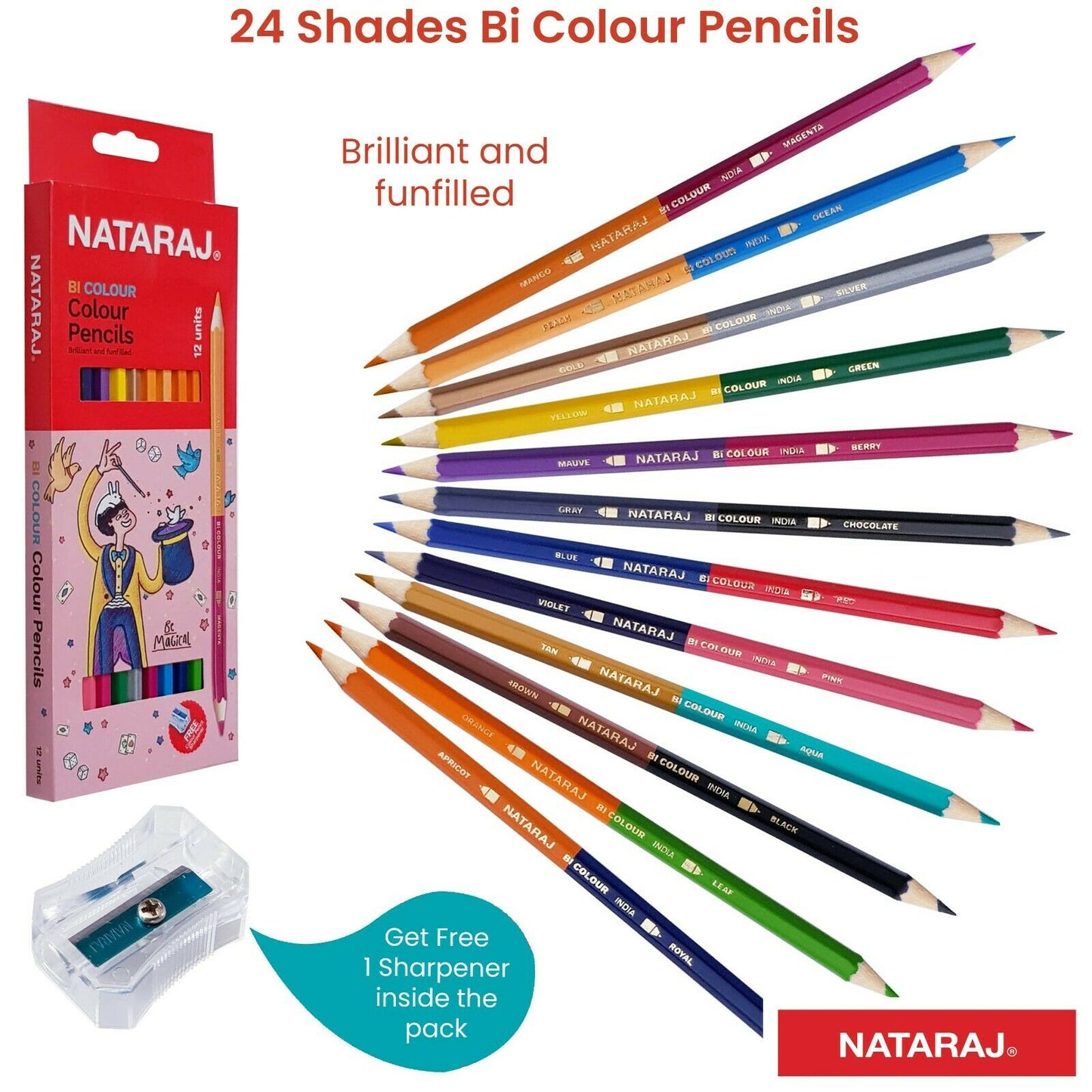 NATRAJ DUO / BI COLOURING PENCILS 12/PK. 201278006 1K75-S06A \\\KD25197