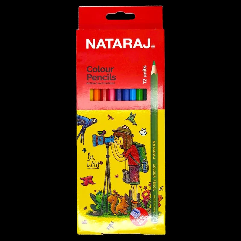 NATRAJ COLOURING PENCILS 12/PK WITH COLOURING BOOK. 201250025 1K75-S04A \\\KD25198