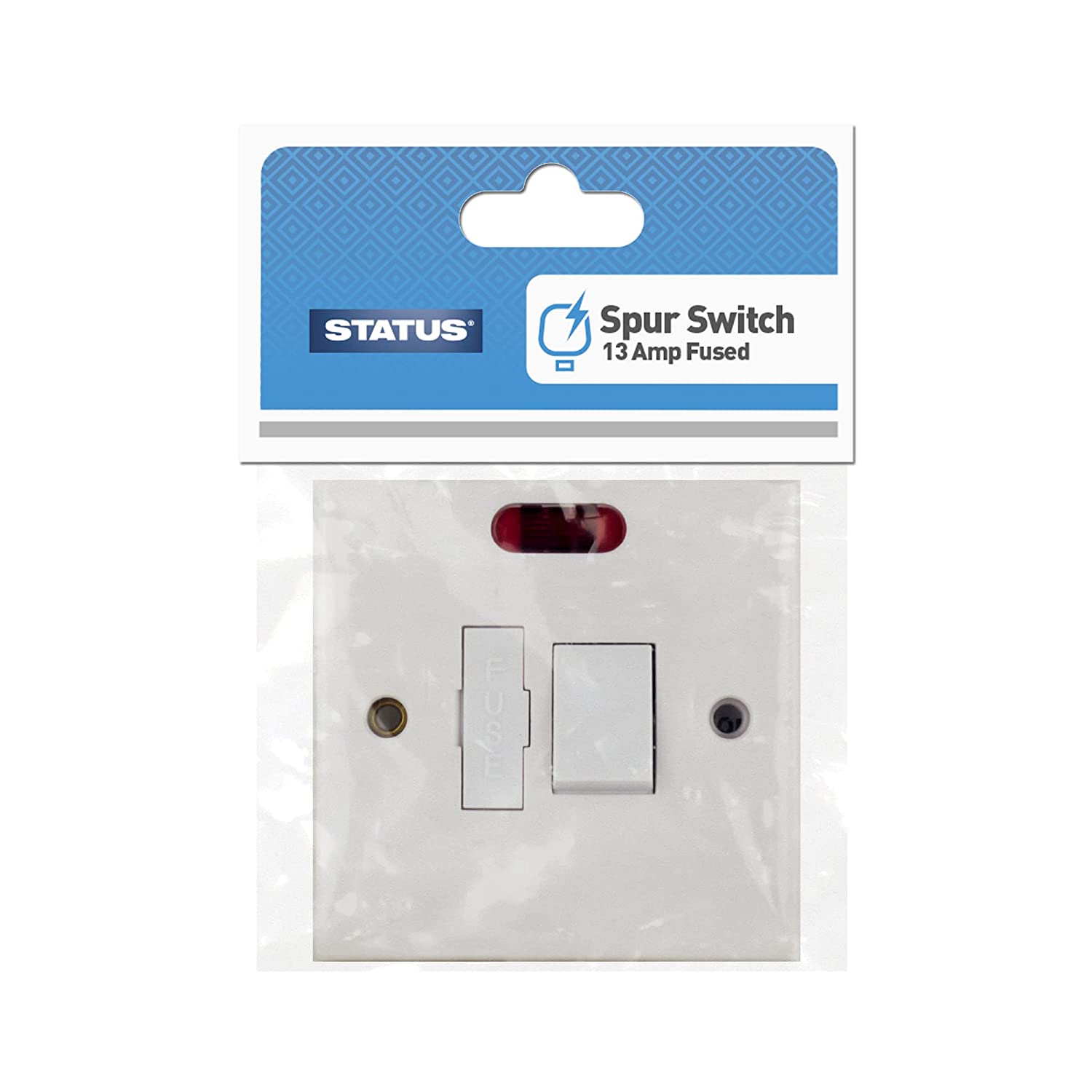 STATUS 1 GANG 13 AMP FUSED SPUR SWITCH WITH NEON INDICATOR. S13AFSSWNB4 \\\KD25204