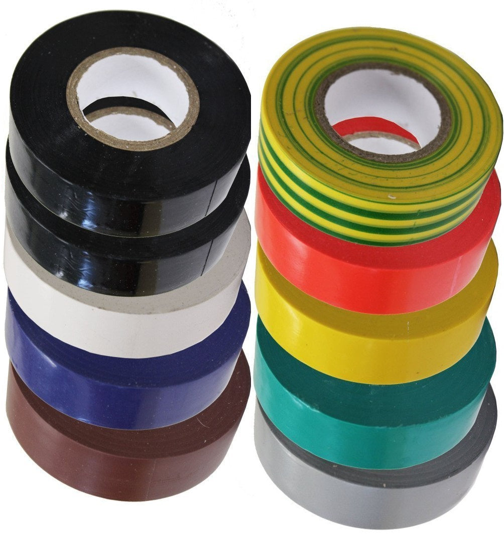 ULTRATAPE ASSORTED COLOUR PVC ELECTRICAL INSULATION TAPE 3M X 19MM 10/PK. 00351920ASST10 \\\KD25265