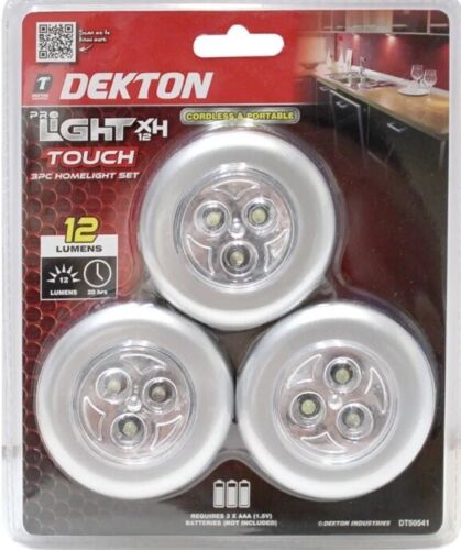 DEKTON PRO BATTERY OPERATED WIRELESS PUSH LED LIGHT 3/PK. DT50541 \\\KD25272