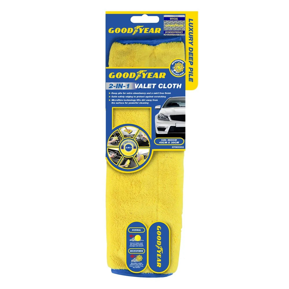 GOODYEAR MICROFIBRE 2 IN 1 VALET CLOTH 45CM X 38CM. DT900302 \\\KD25287