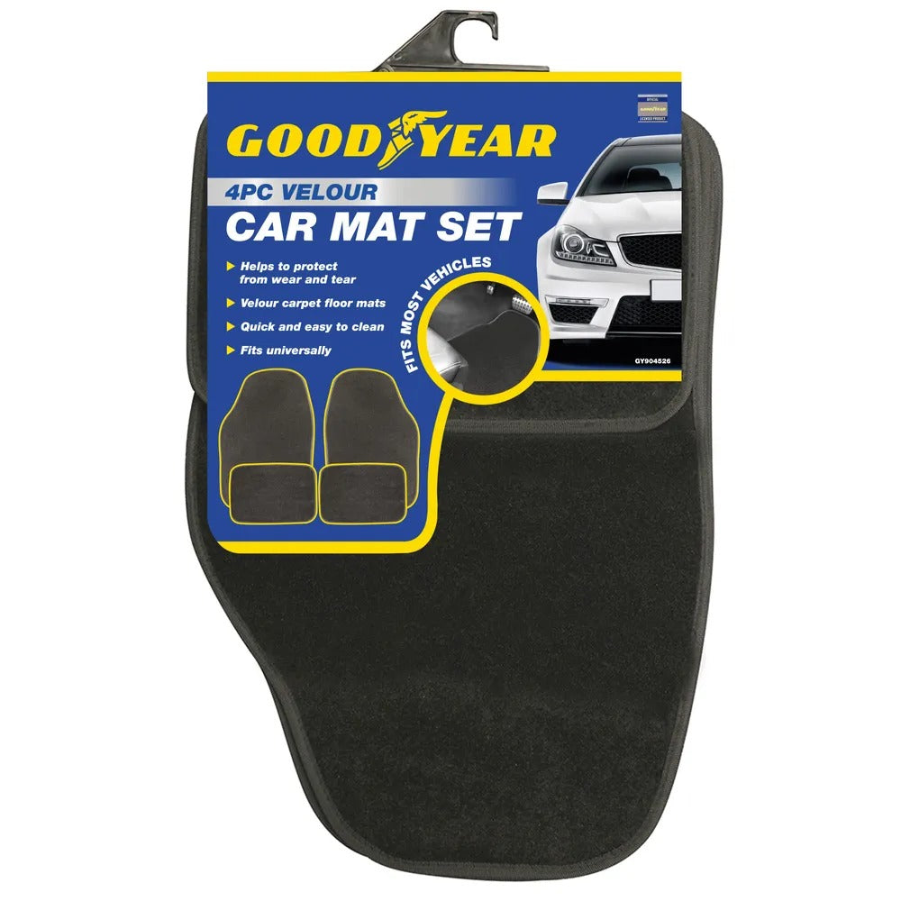 GOODYEAR UNIVERSAL FIT VELOUR CAR MAT 4PCS. DT904526 \\\KD25288