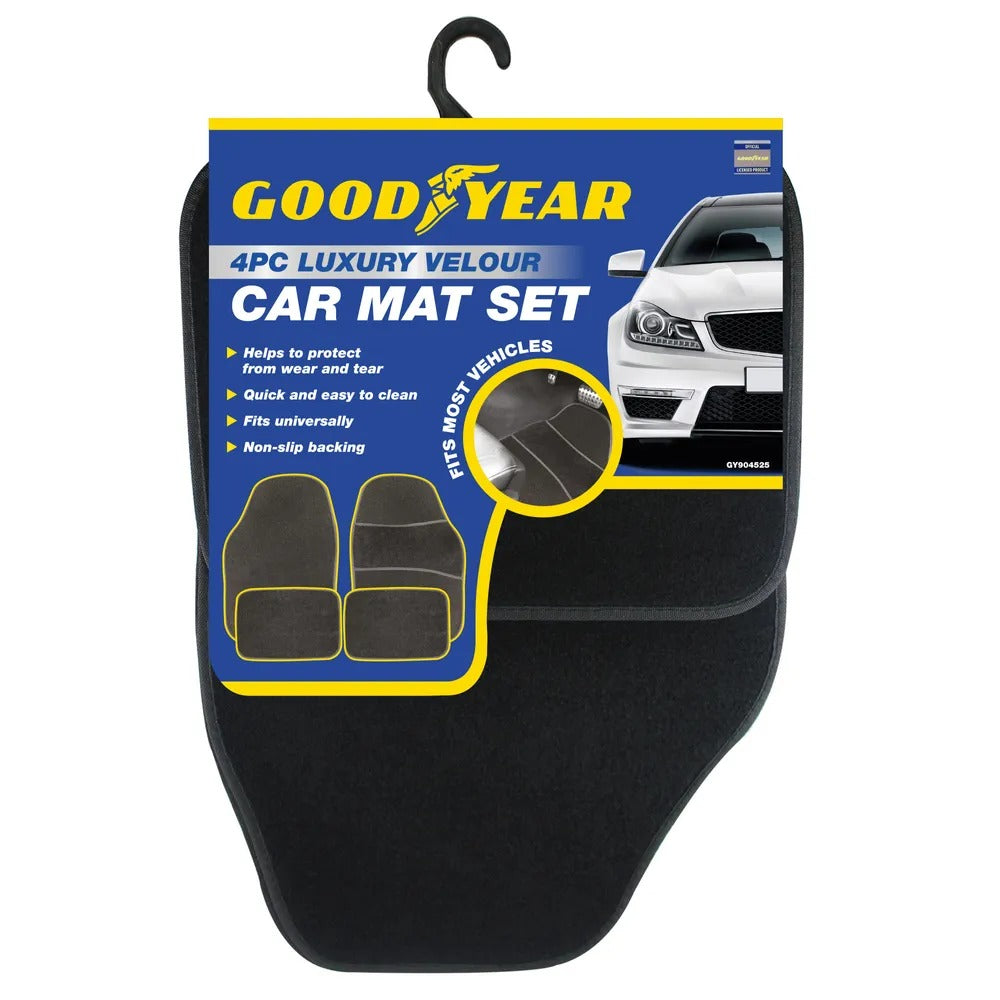 GOODYEAR UNIVERSAL FIT LUXURY VELOUR CAR MAT 4PCS. DT904525 \\\KD25289