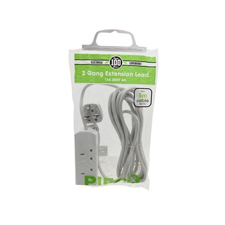 PIFCO 2 GANG EXTENSION LEAD 5M 13A 250V AC. EXT1024GED \\\KD25315