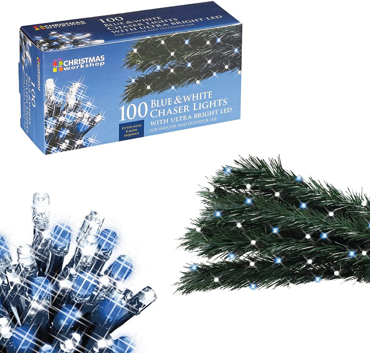 CHRISTMAS WORKSHOP CHASER LIGHTS 100 - BLUE & WHITE. BML78580 \\\KD25322