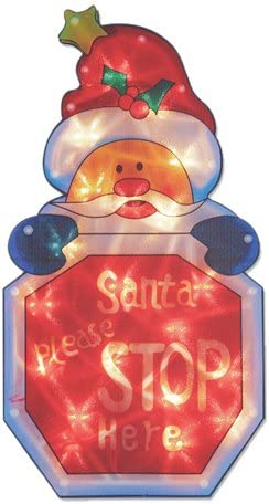 CHRISTMAS WORKSHOP SILHOUETTE WINDOW LED LIGHT - SANTA STOPE HERE. BML70420 \\\KD25326