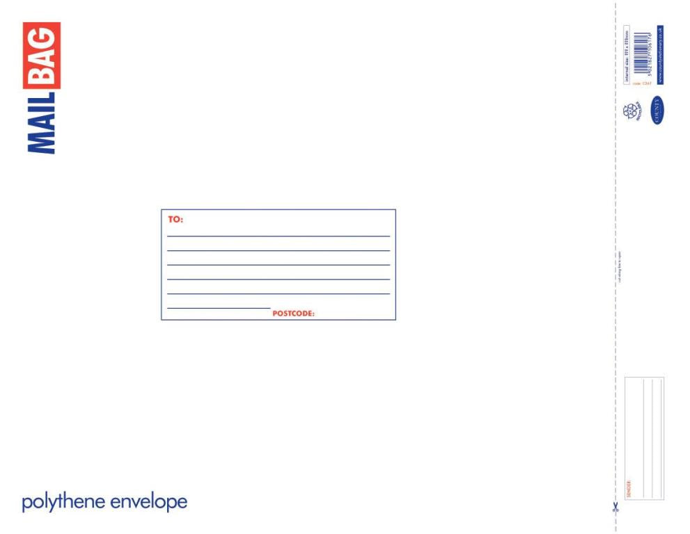 25/PK COUNTY EXTRA LARGE POLYTHENE WHITE MAIL BAGS 420MM X 500MM. C247 \\\KD25335