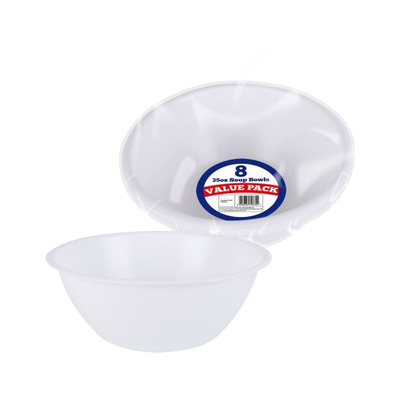PLASTIC SOUP BOWL WHITE 35OZ 8/PK \\\KD25351