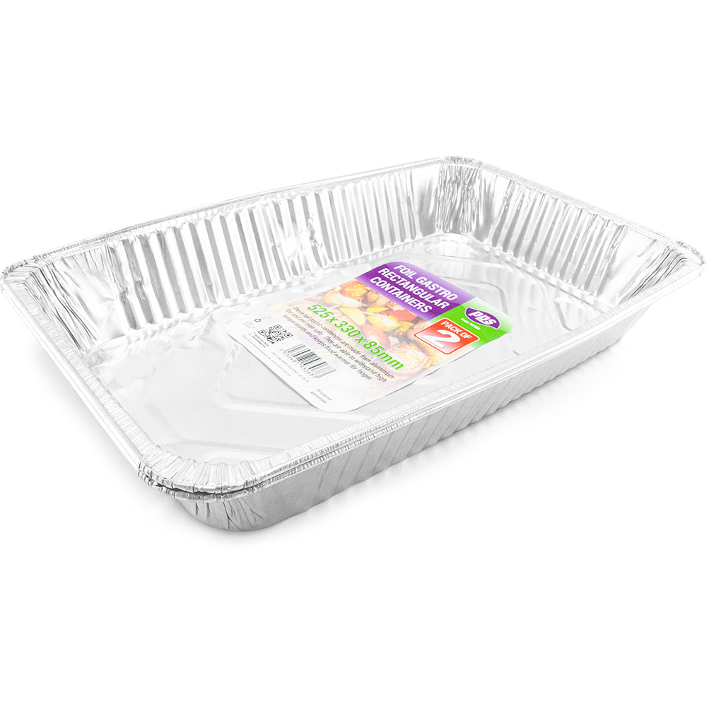 PPS RECTANGULAR GASTRO FOIL CONTAINERS 525X330X85MM 2/PK. PPS93068 \\\KD25369