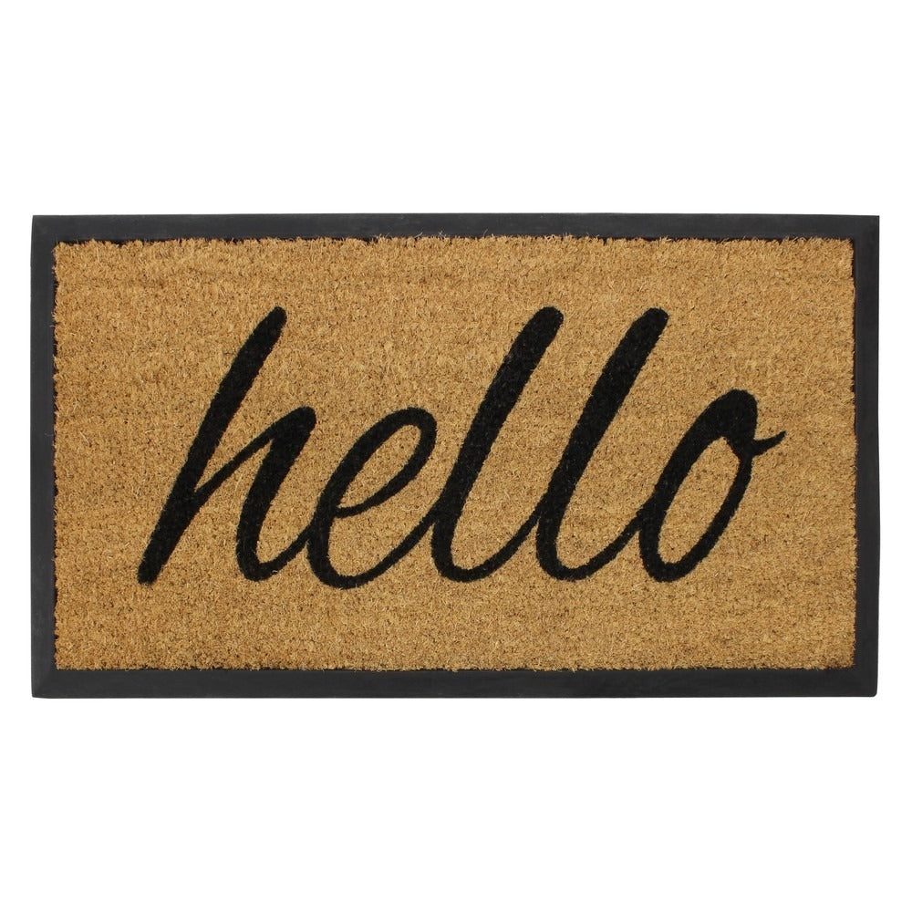 JVL HELLO GRANITE TUFTED COIR RUBBER BASE DOOR MAT 40CM X 70CM. 02653HE \\\KD25393