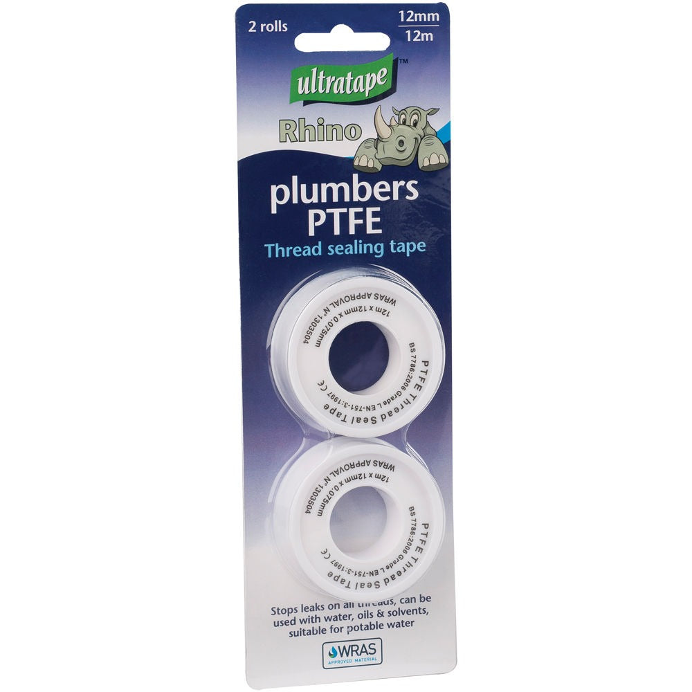 ULTRATAPE RHINO PTFE TAPE WHITE 12MM X 12M 2/PK. 08001212UL2 \\\KD25397