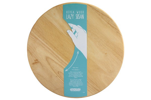 APOLLO RUBBER WOOD LAZY SUSAN ROTATING ROUND SERVING PLATE TRAY 35CM. AP4122 \\\KD25400