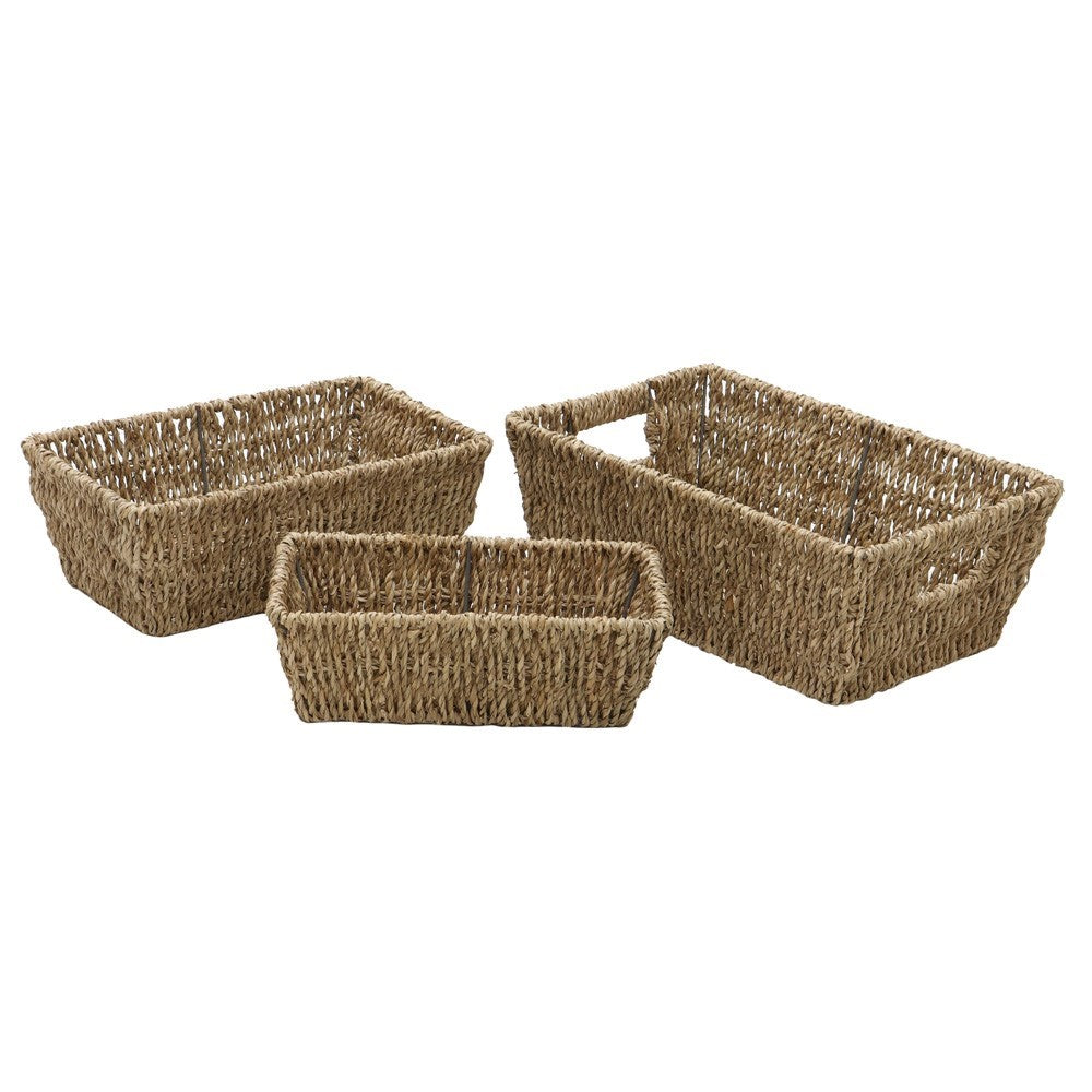JVL SEAGRASS RECTANGULAR STORAGE BASKETS 3/PK \\\KD25403
