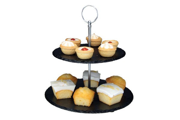 APOLLO SLATE 2 TIER CAKE STAND. AP1269 \\\KD25419