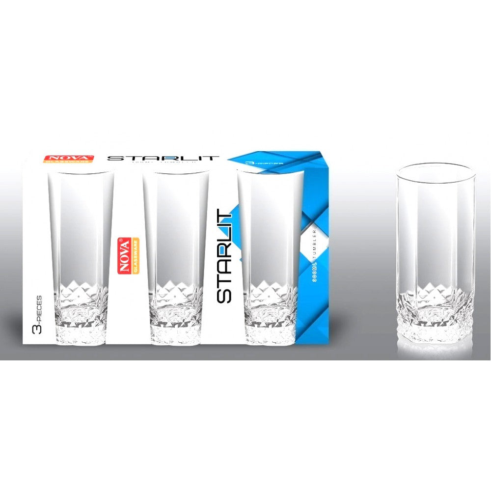 NOVA STARLIT GLASS TUMBLERS 300ML 3/PK. GPK008 TNV-043 \\\KD25473