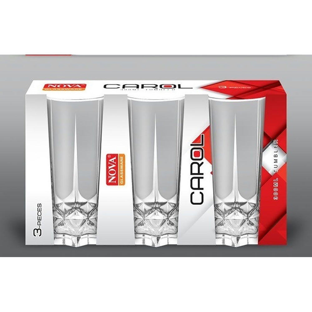 NOVA CAROL GLASS TUMBLERS 300ML 3/PK. GPK020 TNV-030 \\\KD25474