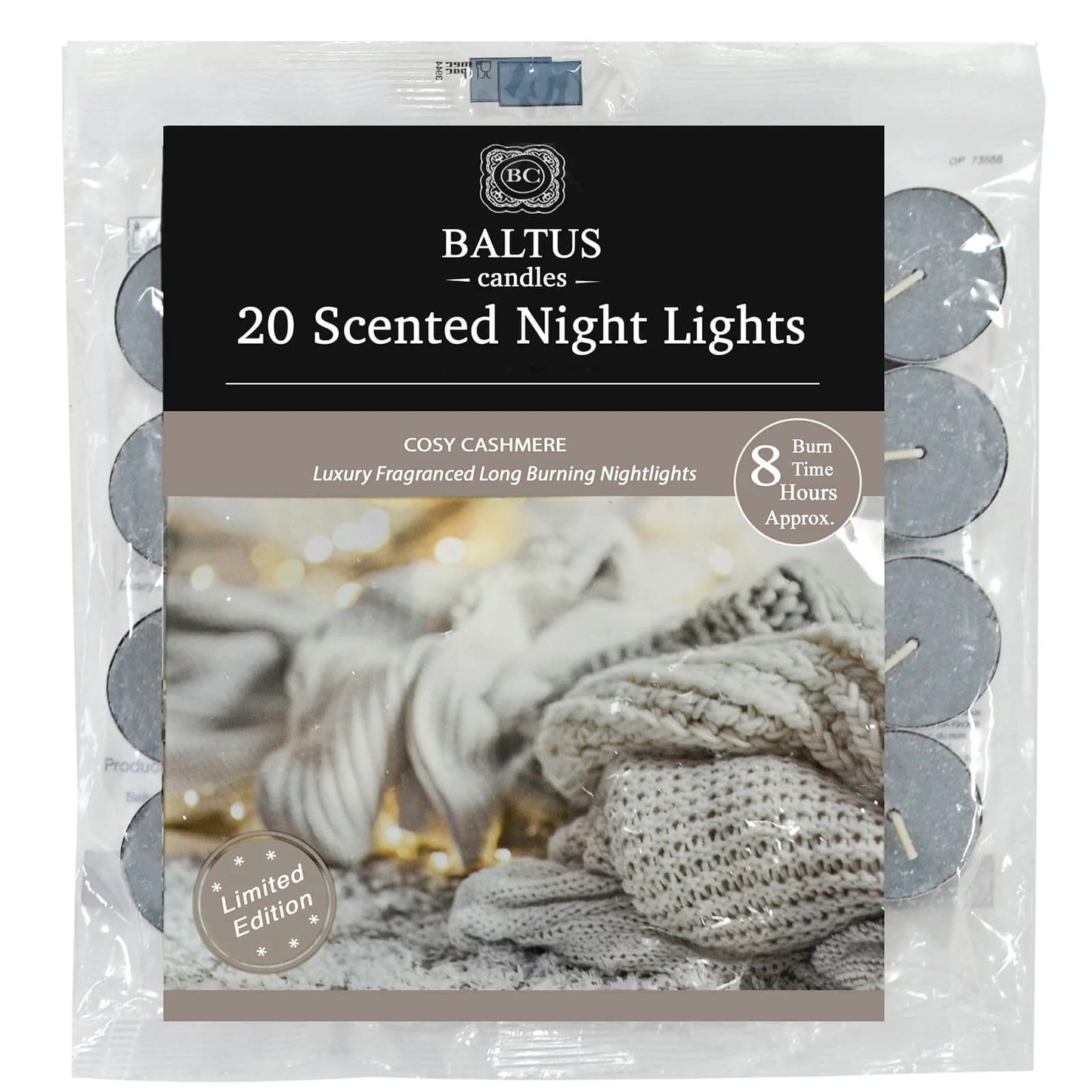 BALTUS LIMITED EDITION COZY CASHMERE 8 HOUR TEA LIGHTS 20/PK. PES020-20COZ \\\KD25515
