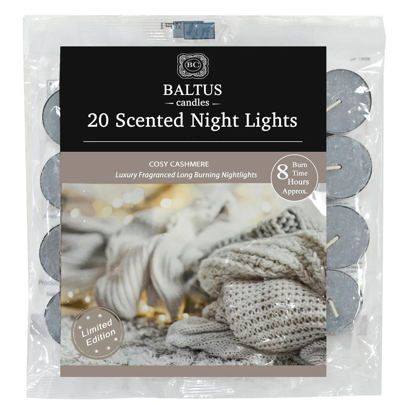 BALTUS LIMITED EDITION COZY CASHMERE 8 HOUR TEA LIGHTS 20/PK. PES020-20COZ \\\KD25515