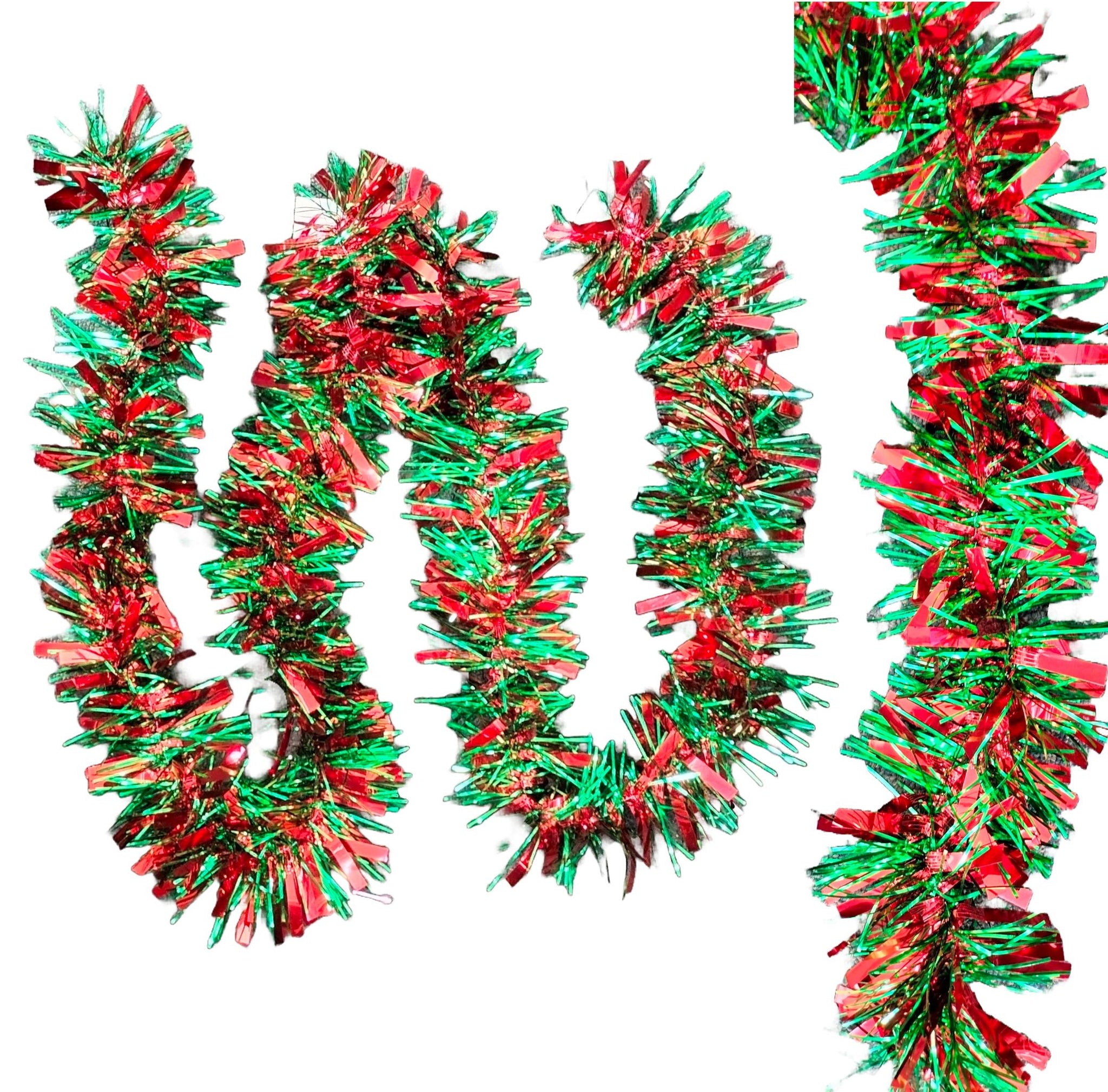 MISTER TINSEL CHRISTMAS DECORATTION VALUE RED / GREEN TINSEL 2M X 100MM. MT/100B/18 \\\KD25518