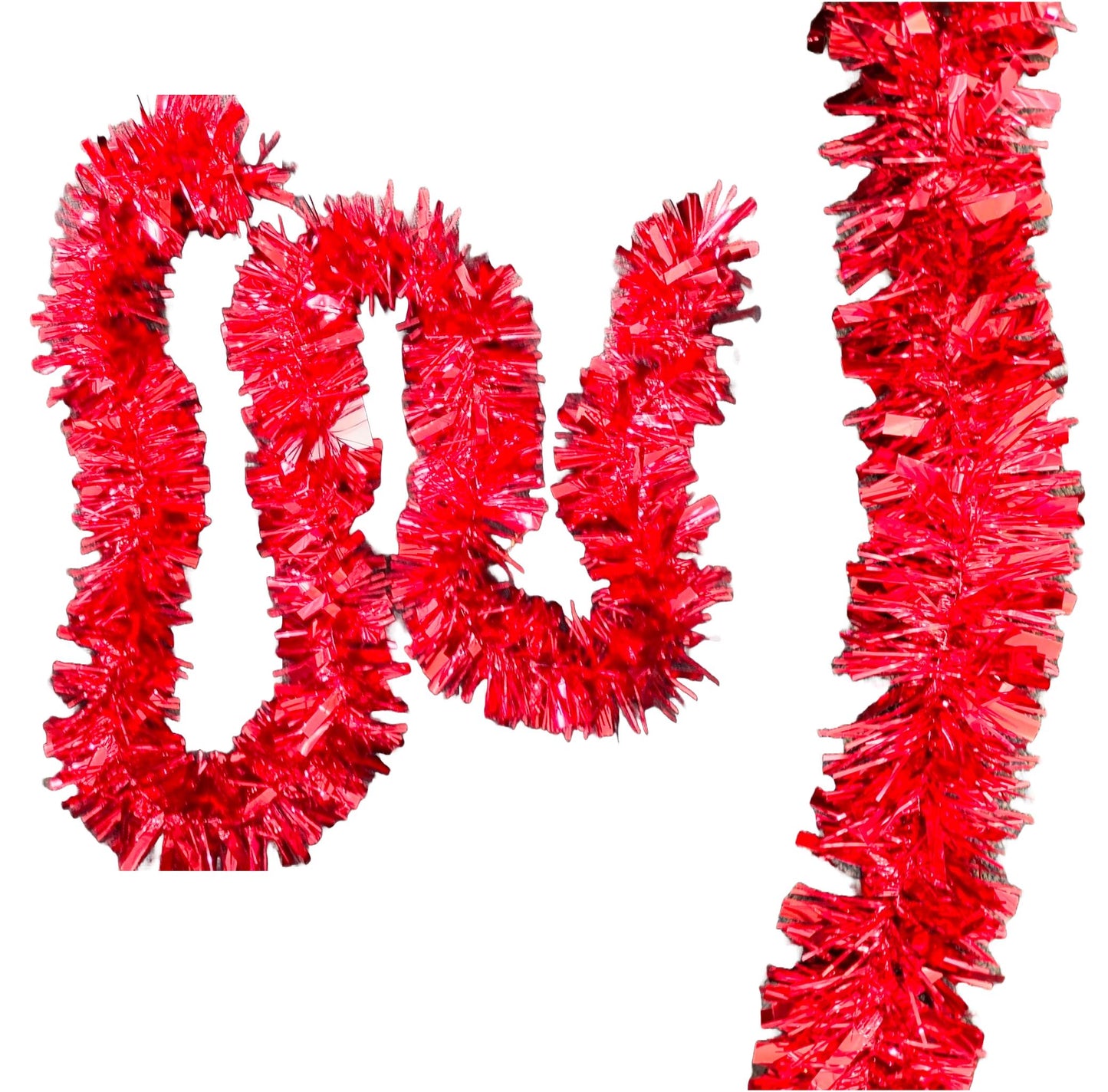 MISTER TINSEL CHRISTMAS DECORATTION VALUE RED TINSEL 2M X 100MM. MT/100B/19 \\\KD25519