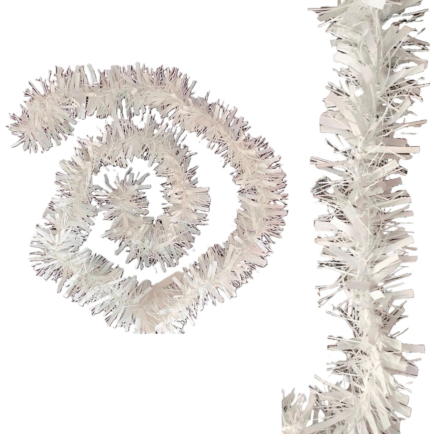 MISTER TINSEL CHRISTMAS DECORATTION VALUE WHITE TINSEL 2M X 100MM. MT/100B/55 \\\KD25523