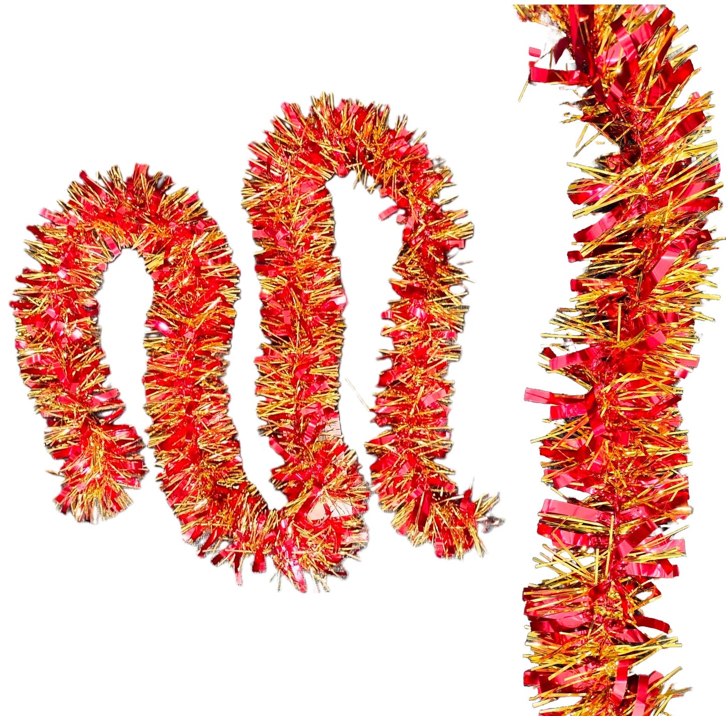 MISTER TINSEL CHRISTMAS DECORATTION VALUE RED / GOLD TINSEL 2M X 100MM. MT/100B/21 \\\KD25524