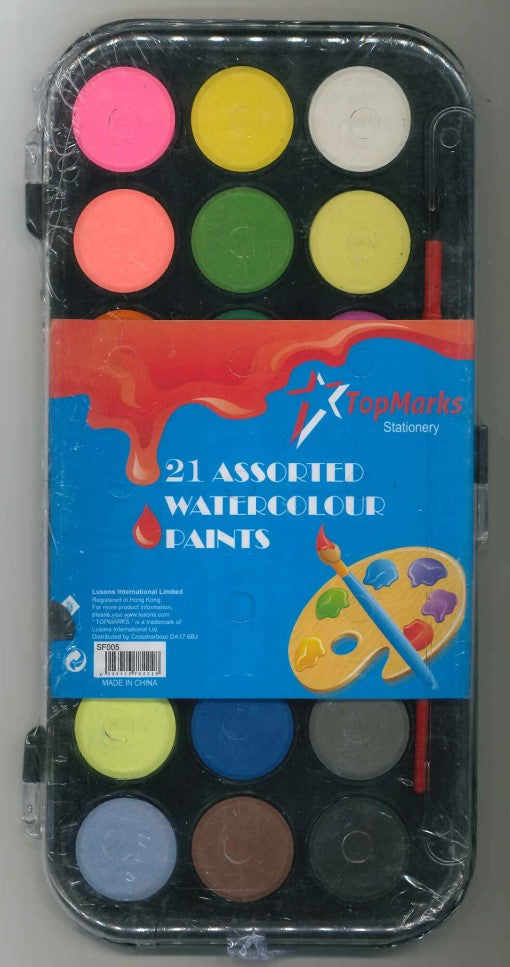 TOPMARKS 21 WATERCOLOUR PAINTS SET. SF005 \\\KD25581