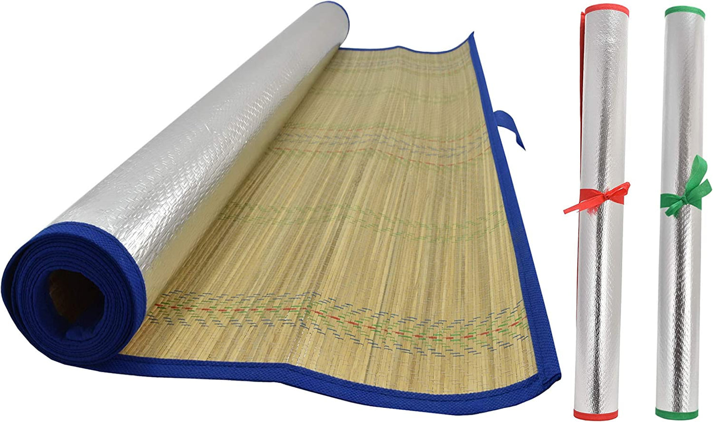 SOLAR ROLLED STRAW BEACH MAT 180CM X 70CM ASSORTED COLOUR. TY9541 \\\KD25619