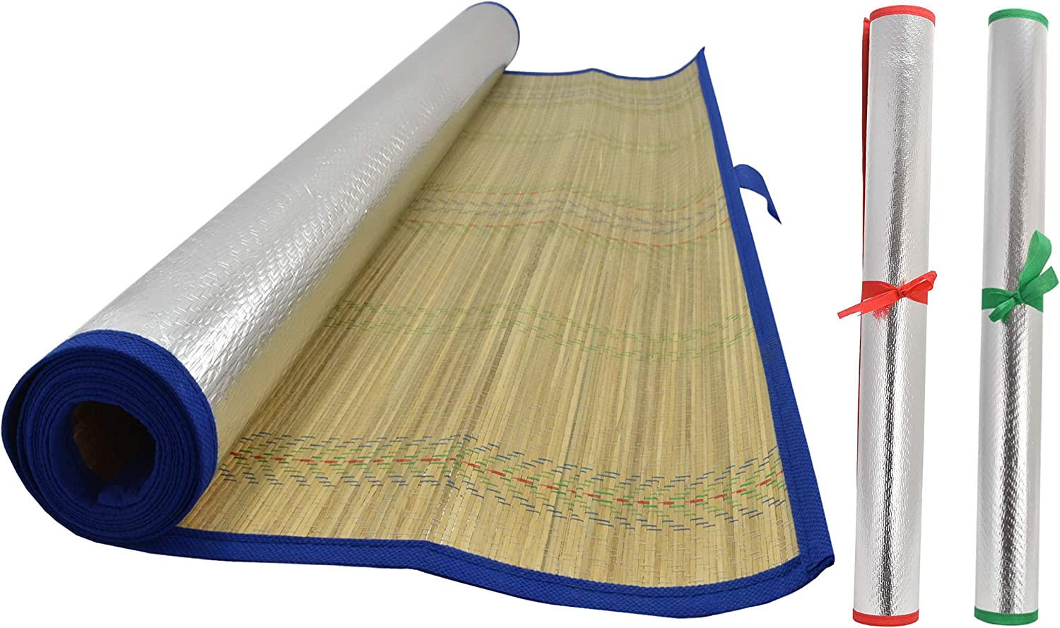 SOLAR ROLLED STRAW BEACH MAT 180CM X 70CM ASSORTED COLOUR. TY9541 \\\KD25619