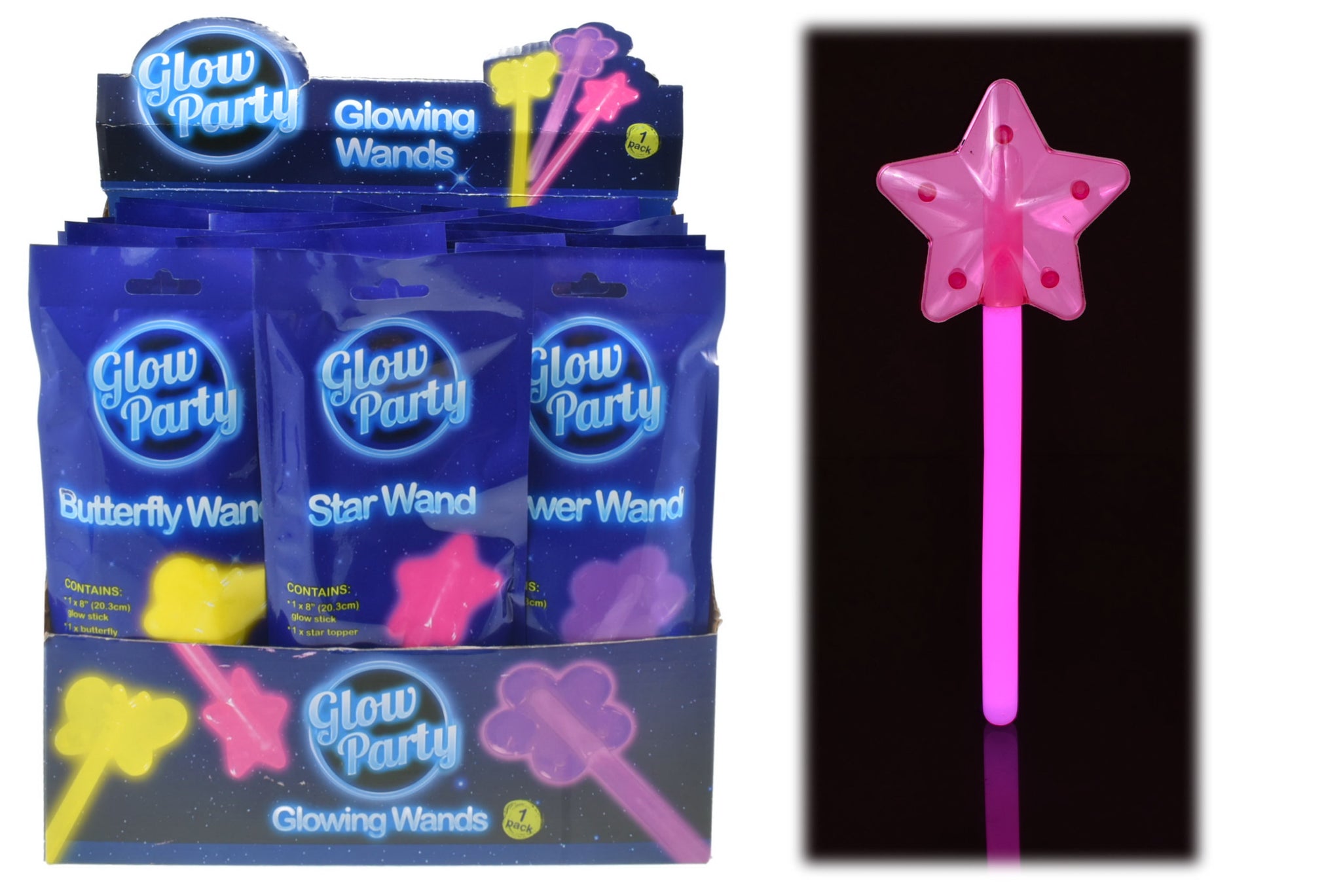 GLOW BUTTERFLY FLOWER & PRINCESS WANDS - FOIL BA \\\KD25666
