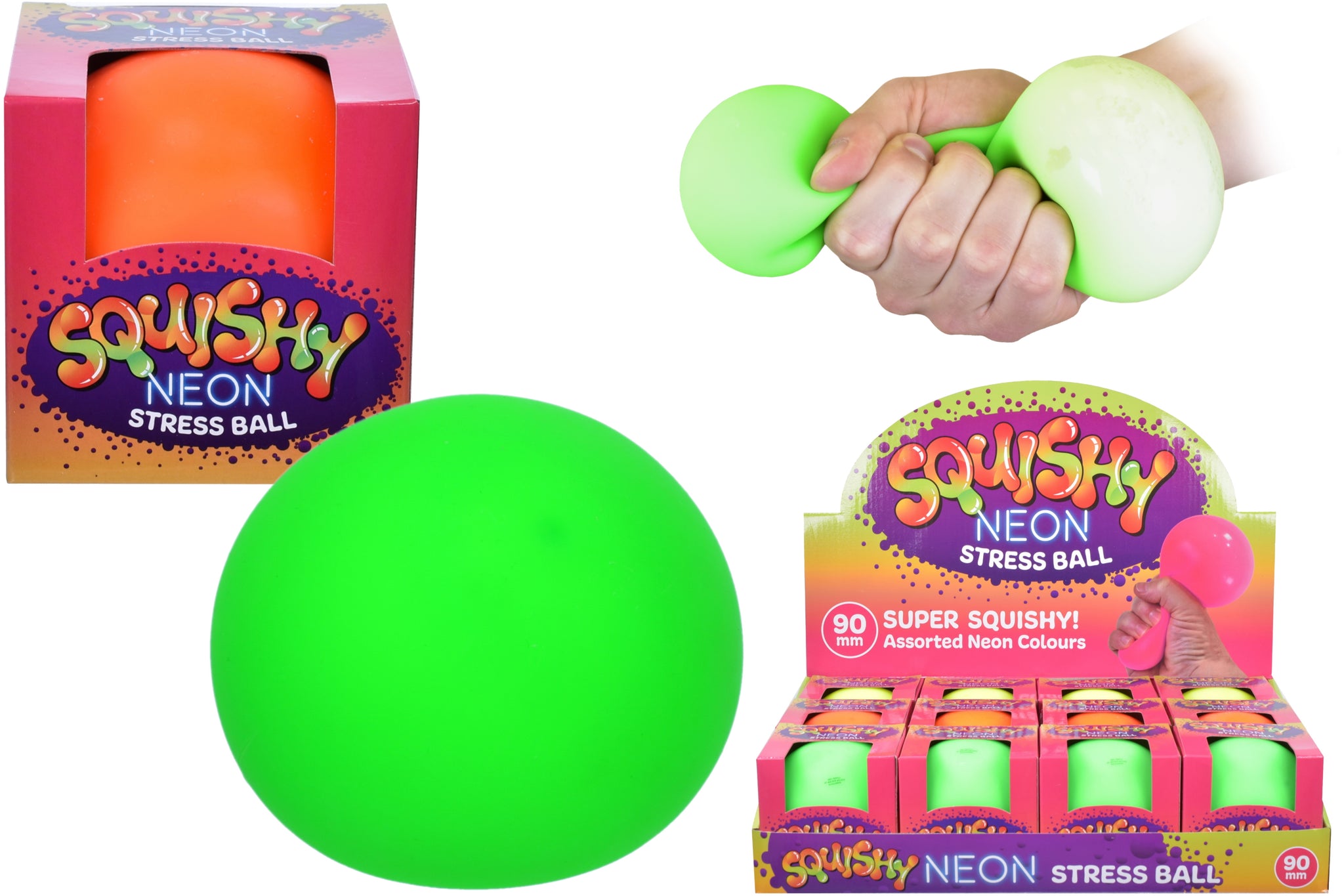 90MM SQUISHY NEON STRESS BALL \\\KD25696