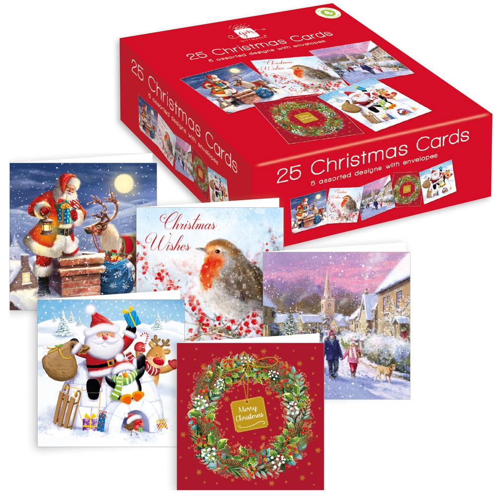 GIFTMAKER BUMPER CHRISTMAS GREETINGS CARDS 25/PK. XAMGC100 \\\KD25733